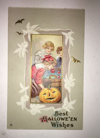 Early 1900’s Halloween Postcard Party Bobbing For Apples