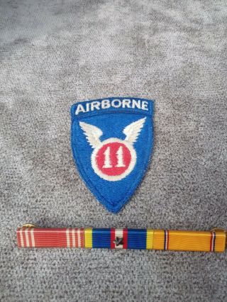 Ww2 Us Army Wolf Brown Ribbon Bar W Patch 11th Airborne Philippine Independence