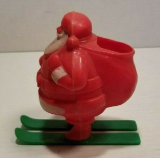 Vintage Santa Claus On Skis Candy Container Hard Plastic Christmas 3