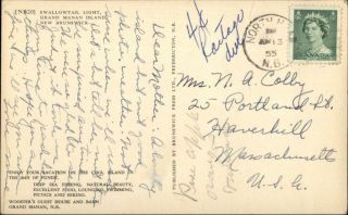 Grand Manan Island Brunswick Swallowtail Lighthouse Old Postcard 2