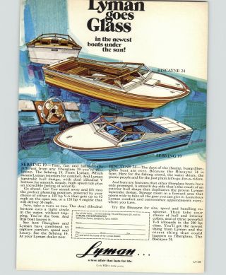 1972 Paper Ad Lyman Motor Boat 24 Biscayne Sebring 19 Sandusky Oho