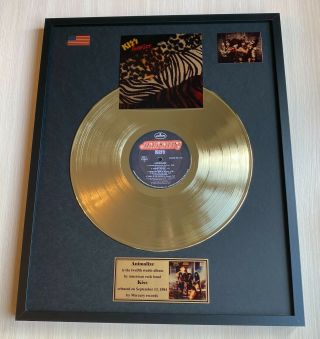 Kiss Animalize 1984 Custom 24k Gold Vinyl Record In Wall Hanging Frame