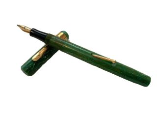 Vintage Aikin Lambert Mercantile Jade Fountain Pen W/gold Nib