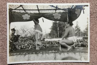 Two WW2 Era Photographs of Japanese Sumo Wrestlers in a Ring 3