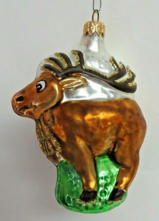 Vintage Blown Glass Reindeer Christmas Tree Ornament