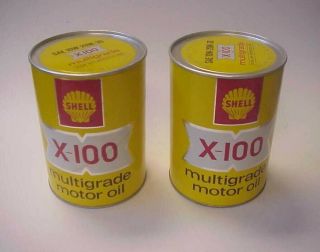 2 Vintage Shell X - 100 Quart Cans Multigrade Motor Oil - &