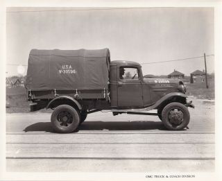 Wwii Gmc 8x10 Photo General Motors Made 1944 Us Army Canvas Truck 270