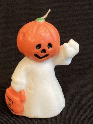 Rare Gurley Halloween Candle Pumpkin Head Ghost Trick Or Treat Only One On Ebay
