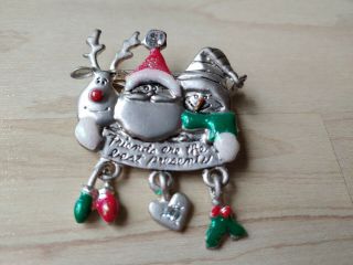 Christmas Friends Are The Best Presents Brooch Pin Santa snowman Reindeer 2