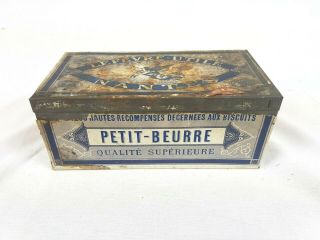 Ancienne Boîte En Tôle Lu Petit Beurre Lefevre - Utile Nantes étiquette Papier
