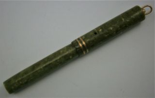 Sheaffer White Dot Green Marbleized Ring Top Fountain Pen Pat.  1908 & 1914