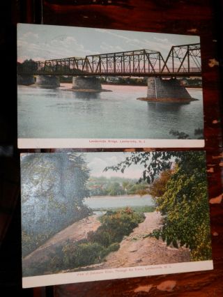Lambertville Nj - 2 Old Postcards - Bridge View Of Delaware River Through Trees