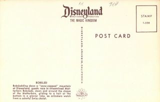 Disneyland,  1 - 338,  Bobslled,  Swiss Chalet.  Magic Kingdom, .  Old Postcard 2