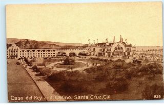 Santa Cruz California Casa Del Rey And Casino Old Vintage Postcard A55