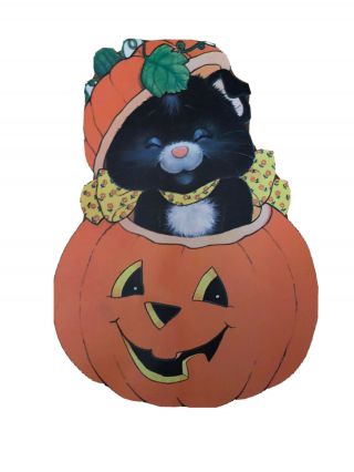 Vintage Halloween Pumpkin And Cat Die Cut