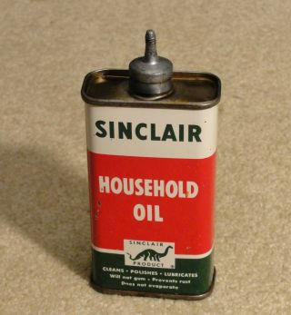 Vintage Dino Sinclair Household Oil Can Tin W/lead Spout.  Missing Cap.