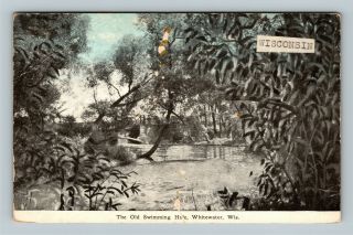 Whitewater Wi,  The Old Swimming Hole,  Wisconsin Vintage Postcard