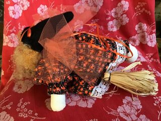 Flying Halloween Kitchen Witch Doll Decoration On Broom