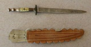 Vintage Letter Opening Knife W/sheath Old Mexico Made In Juarez Very Ornate
