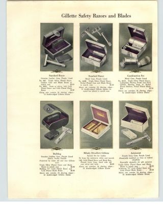 1921 Paper Ad 2 Sided Color Gillette Safety Razor Bulldog Pocket Milady