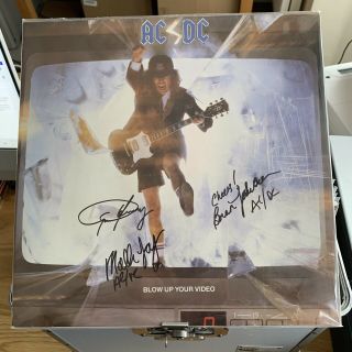 Ac/dc Blow Up Your Video Lp Signed By Angus Young Malcolm Young Brian Johnson