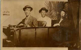 3 Men In Old Card At Fair Taylorville Il 1911 Rppc Vintage Postcard Kk1 - 161