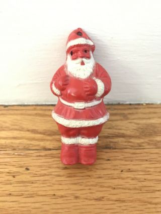Vintage Red Blow Mold Plastic Santa Claus Candy Holder Sack Christmas Ornament