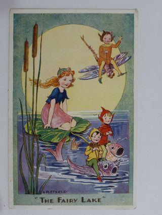 Old Postcard " The Fairy Lake " By L.  R.  Steele