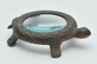 Vintage Cast Iron And Glass Turtle Magnifying Glass
