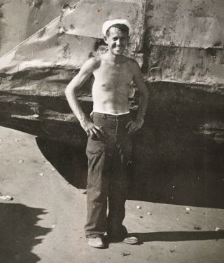 1944 Ww2 Wwii Photo Us Navy Sailor Seaman John M.  Bajai Mansfield Ohio Uss Estes