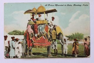 04d Old Postcard A Prince Mounted In State,  Bombay,  India