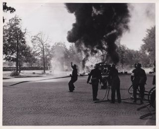 Signal Corps 8x10 Photo German Firemen Fight Gas Truck Fire Munich 74