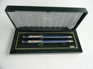 Cross Pen Pencil Set - Elegant Blue & Gold W/box,  Booklet,  240105 Bp,  0.  5