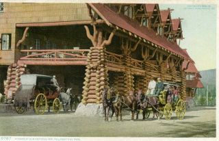Vintage Post Card Stages At Old Faithful Inn,  Yellowstone Park 1906