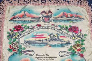 WWII Military Silk Pillow Sham Cover - U.  S.  Navy Battleships Etc.  - Remember Me 2