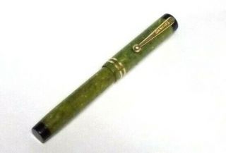 Vintage 1920`s Sheaffer Jade Green Flat Top Lever Fill Fountain Pen