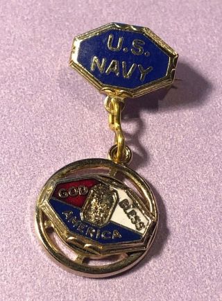 Vintage Wwii 1940’s Us Navy Enamel Sweetheart Lapel Pin Home Front Jewelry Usn