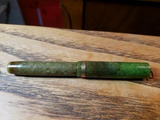 Vintage Sheaffer Ring - Top W.  D.  Marble Green Lifetime Gold F Nib Fountain Pen