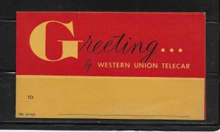 Western Union Telegraph Via Telecar 6.  5.  1953