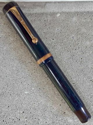 Parker Duofold Jr Fountain Pen 14k Med Nib Blue - On - Blue Lapis For Parts/repair