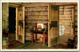 Yellowstone National Park Postcard " Bedrooms Old Faithful Inn " Detroit Pub 12536