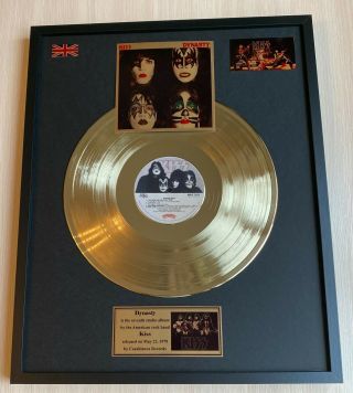 Kiss Dynasty 1979 Custom 24k Gold Vinyl Record In Wall Hanging Frame
