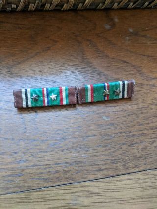 2 Wwii Us Army European African Middle Eastern Campaign Ribbon Pin W Battle Star