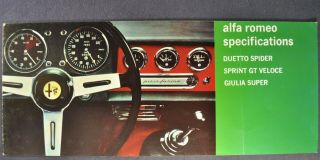 1967 - 1968 Alfa Romeo Brochure Folder Duetto Spider Sprint Gt Veloce Giulia