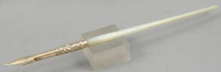 Aikin Lambert & Co Mother - Of - Pearl & Gold Filled Dip Pen Nib Holder - C.  1890 