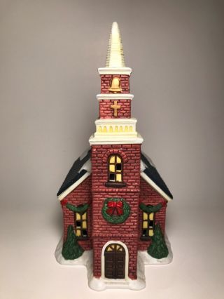 Winter Valley Cottages Porcelain Lighted Red Brick Church