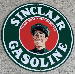 Sinclair Gasoline Vintage Style Advertising Sign Garage Man Cave Round