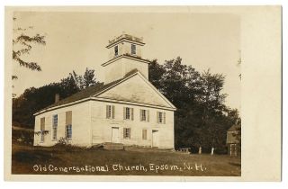 243 C1910 Rppc Real Photo Postcard Old Congregational Church Epsom Nh