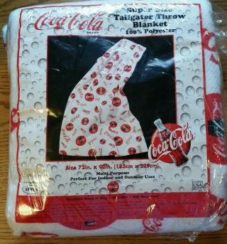 Vintage 1998 Coca Cola Tailgater Throw Blanket Usa Made 72 " X 90 "
