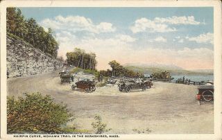 Mohawk Trail - Berkshires,  Massachusetts - Hairpin Curve - Old Cars